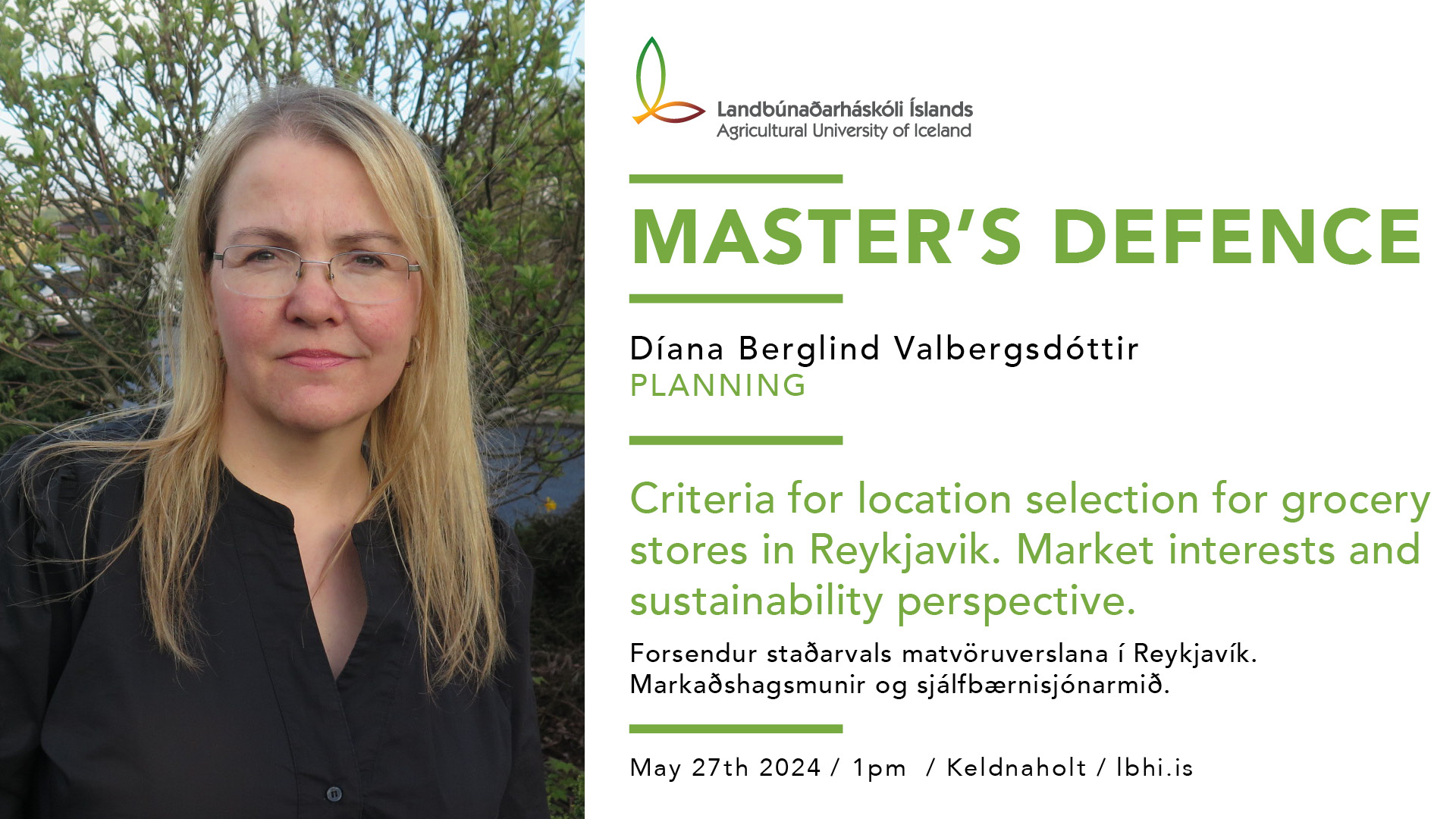 Master's defence in Planning – Díana Berglind Valbergsdóttir