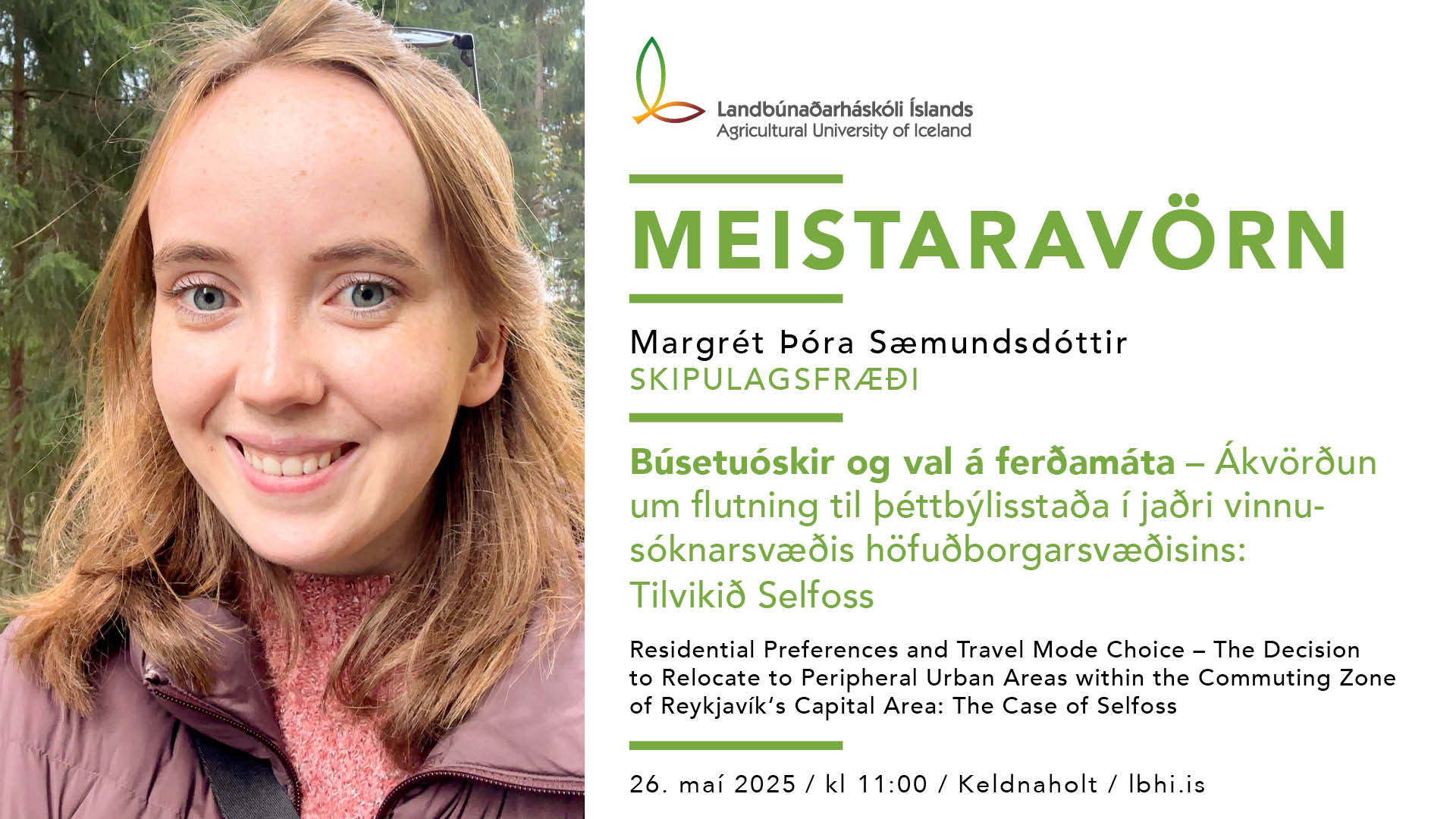 Meistaravörn í skipulagsfræði – Margrét Þóra Sæmundsdóttir