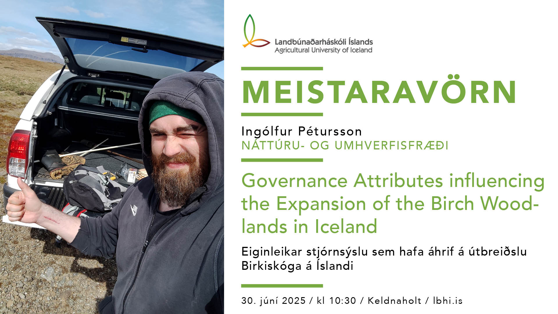 Master's defence in Environmental Sciences – Ingólfur Pétursson